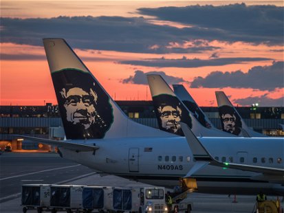 Alaska Airlines planes at Anchorage.