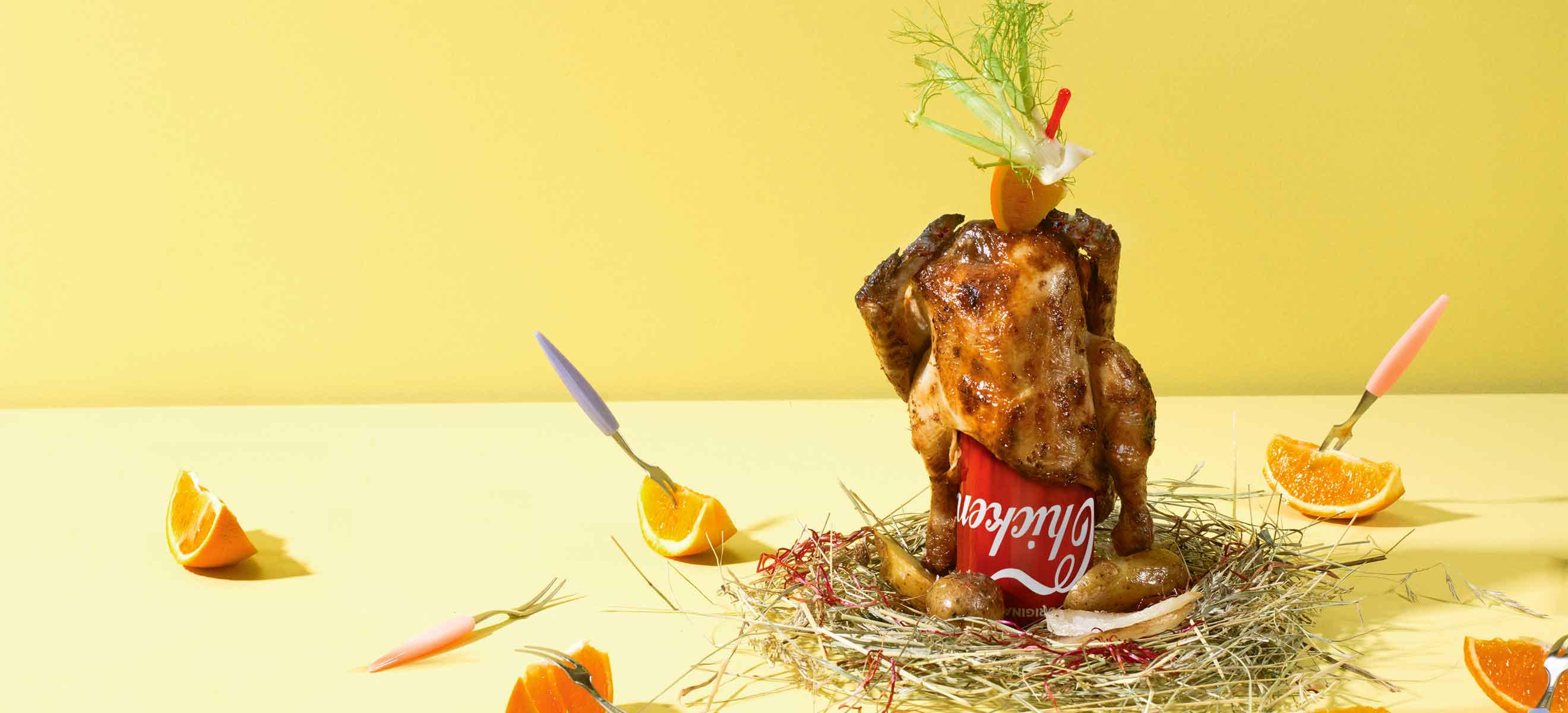 Mistkratzerli im Heubeet gebacken mit Fenchel und Orange, dazu ...