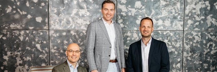 CFO &amp; Co-Founder Alexander Komarek, CEO &amp; Co-Founder Benedikt Komarek und Geschäftsführer Markus Marth (von links).