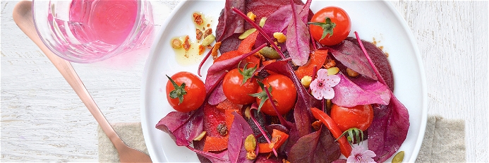 Salad with Beetroot Leaves and Cherry Tomatoes