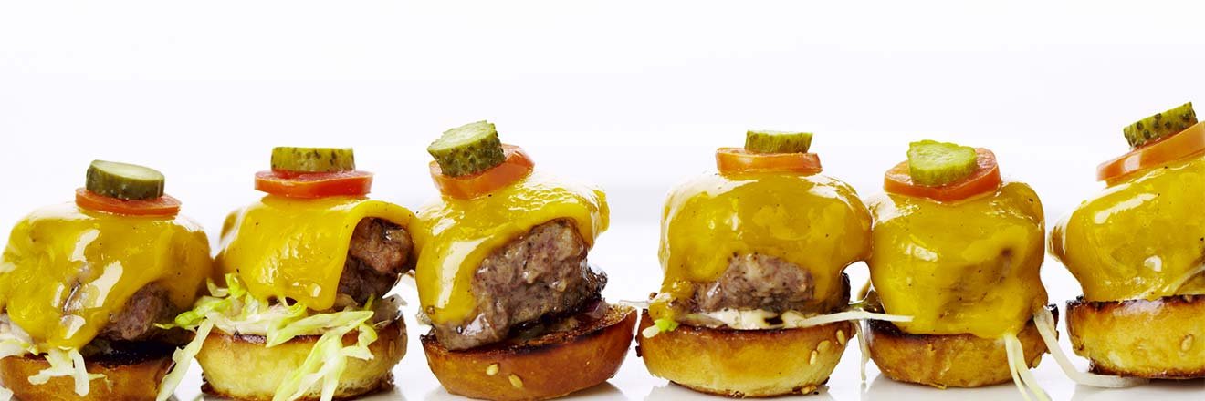 Mini Cheeseburgers with Remoulade Sauce.