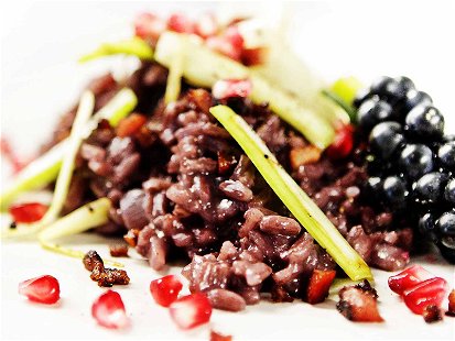 Red Wine Risotto with Leeks, Bacon&nbsp;and Pomegranate
