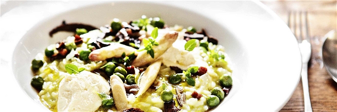 Risotto with Mange Tout and Ricotta