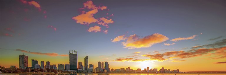 Skyline of Perth, Australia.