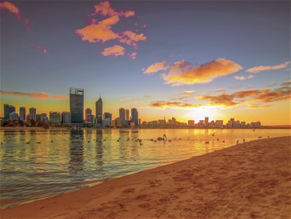 Skyline of Perth, Australia.