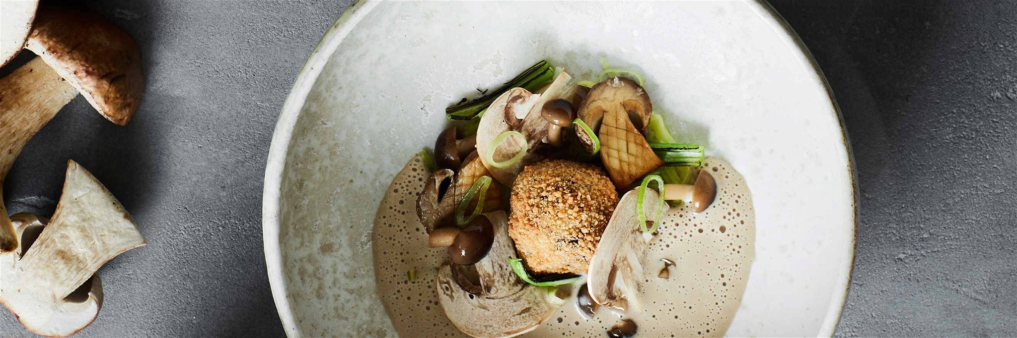 Porcini Soup with Mushrooms and Leeks