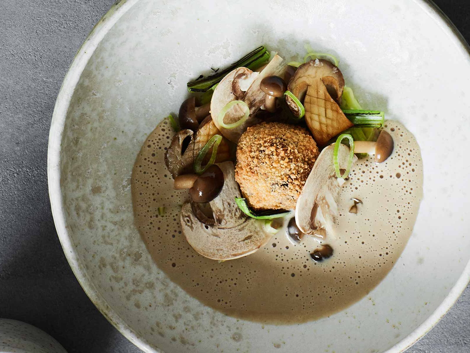 Porcini Soup with Mushrooms and Leeks