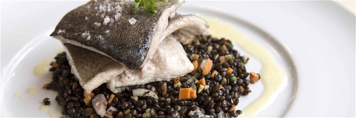 Smoked Trout with Lentils and Speck