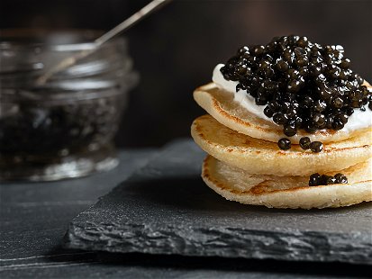 Homemade Blini with Caviar
