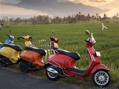 Scooters in Pantai Berawa's Rice Field, Bali taken on 15 of August 2019 at 4.56 PM