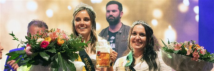 (V.l.) Bierkönigin Amy Seidt und Bierprinzessin Denise Braun.