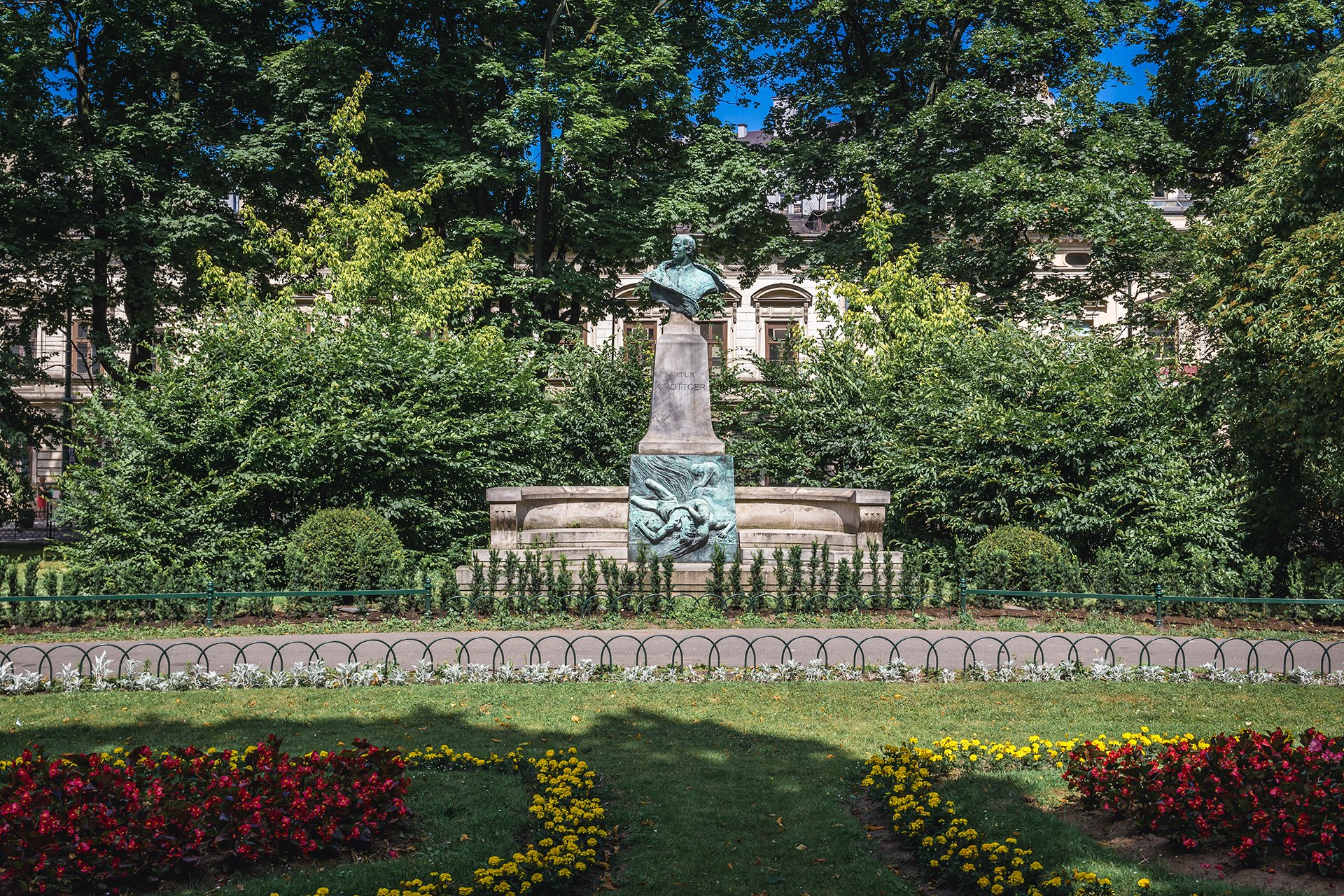 Bust of painter Artur Grottger in Planty Park in Cracow.