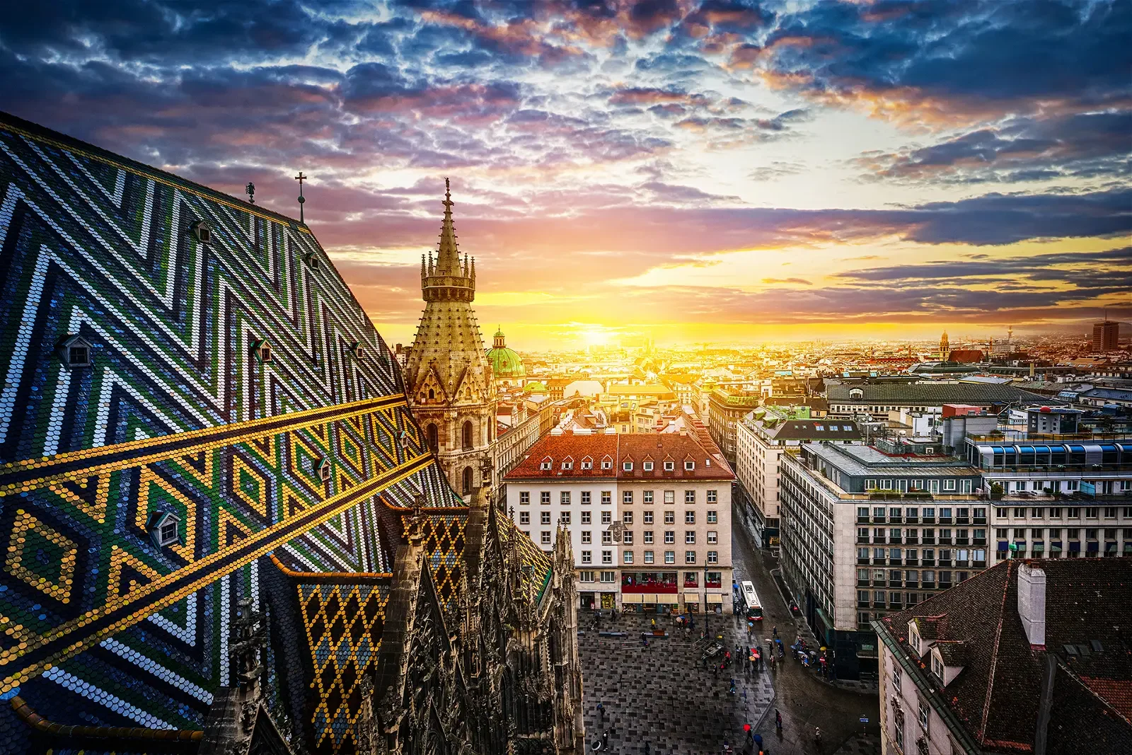 Blick auf Wien vom Dach des Stephansdoms.