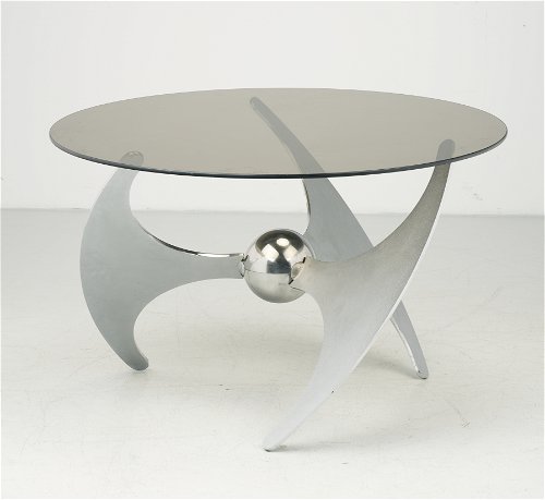 Verstellbarer Propeller Tisch, Entwurf Luciano Campanini um 1960, für Cama, Italien. Rufpreis € 800