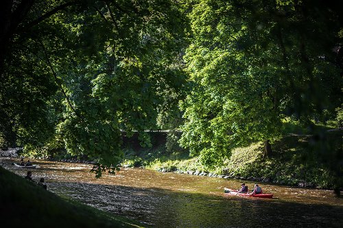 Kayaking on the Vilnele River.