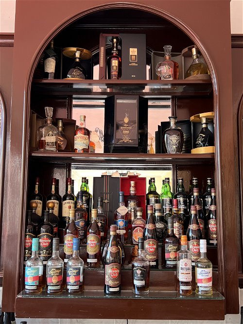 A well-stocked bar in Santiago.