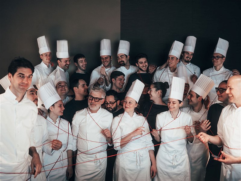 Team of Le Calandre« with chef Massimiliano Alajmo (left)