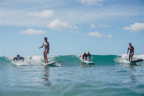 People enjoying surfing at Guanacaste, Costa Rica.