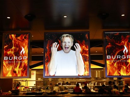 LAS VEGAS, NEVADA - SEPTEMBER 25: Inside of the  Gordon Ramsay BurGR Restaurant at Planet Hollywood Resort and Casino in Las Vegas on September 25, 2014