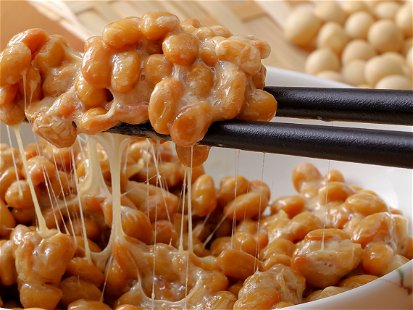 Natto in a small bowl, fermented food