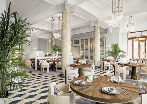 Einer der eleganten Nachbarn des «Schweizerhofs» ist das Hotel «Mandarin Oriental Palace». Im Restaurant «Colonnade» gibt es moderne französische Gerichte.