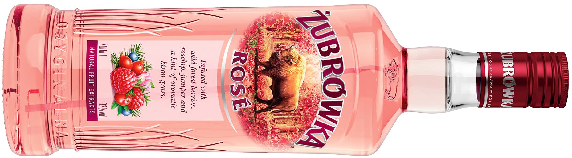 Mit Extrakten von Himbeeren, Preiselbeeren und Hagebutten sowie einem reduzierten Alkoholgehalt bedient Żubrówka Rosé den anhaltenden Aperitif-Trend.
