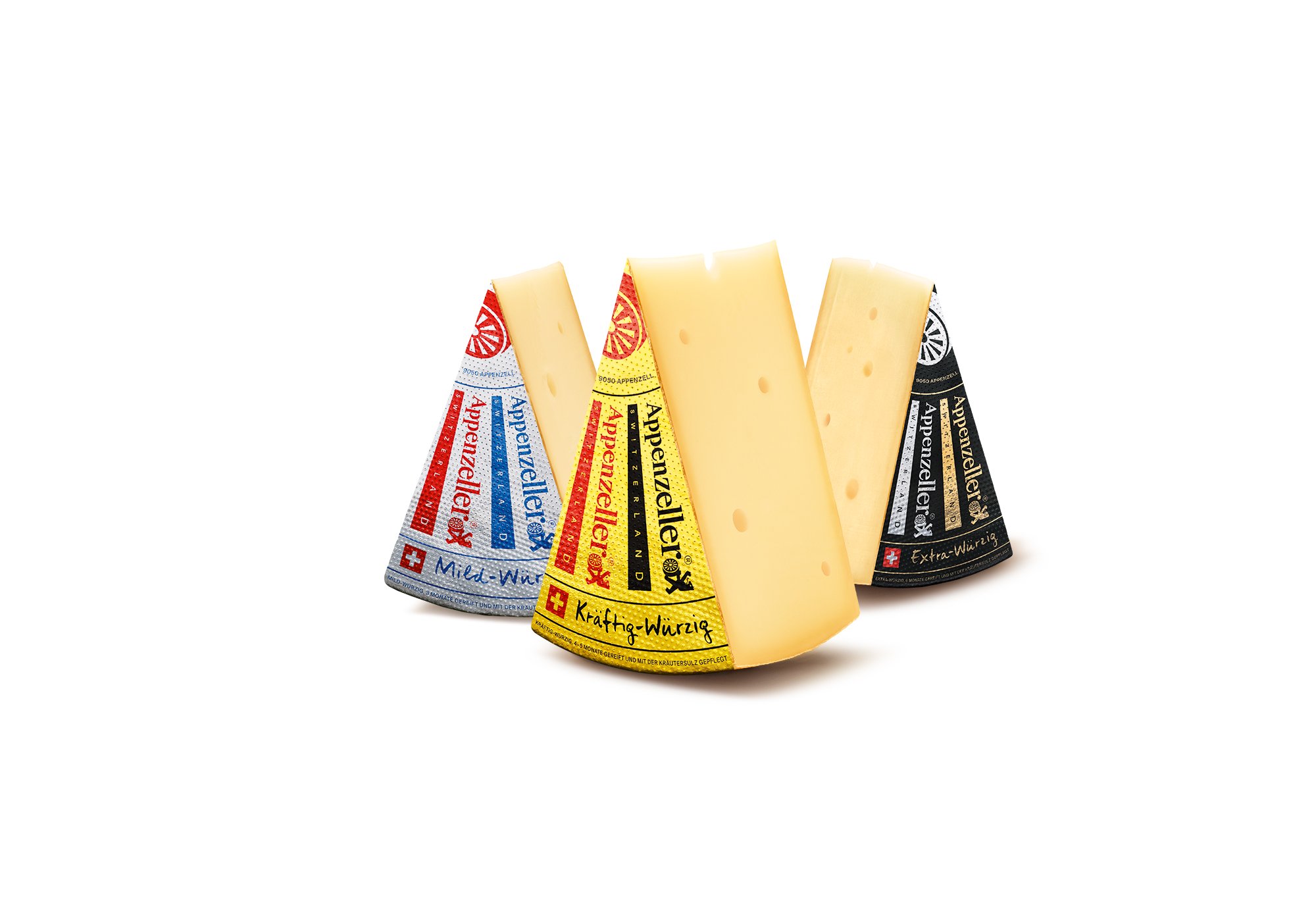 Den Appenzeller Käse gibt es unter anderem in den Reifestufen »Mild-Würzig«, »Kräftig-Würzig« und »Extra-Würzig«.