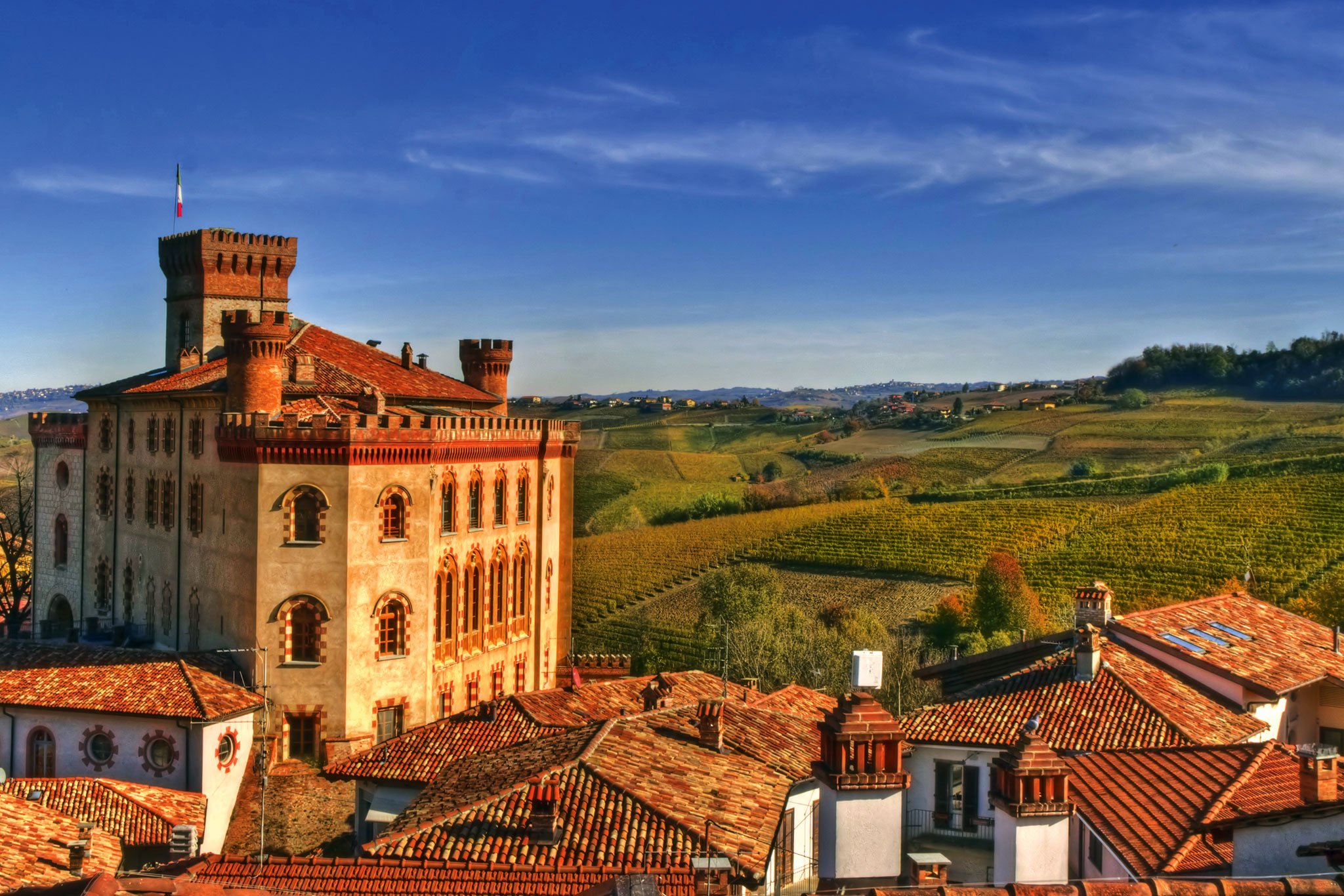 Das Schloss von Barolo: Hier entstand Anfang des 19. Jahrhunderts unter 
der Ägide des Marchese Tancredi Falletti und seiner Frau Giulia Colbert 
Falletti der erste Barolo.