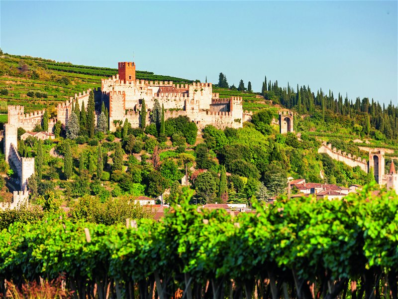 The mighty castle complex majestically welcomes visitors to Soave.  