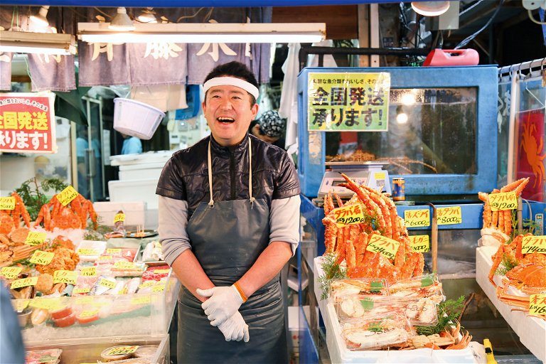 At the famous Tsukiji fish market in Tokyo: the freshness of all ingredients is of paramount importance for Japanese cuisine.