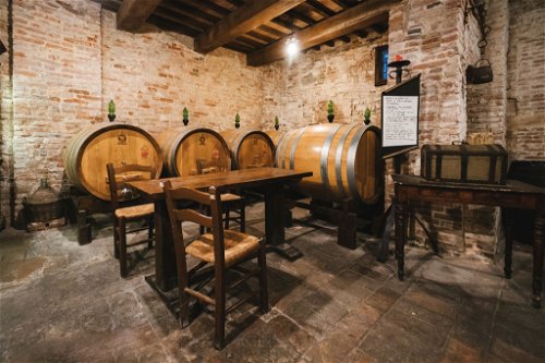 Brunello is mainly aged in large wooden barrels.