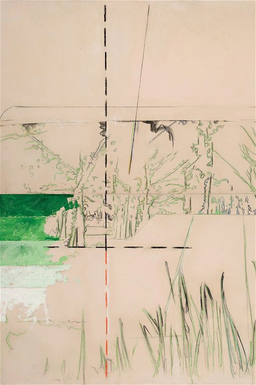 Mario Schifano, En plein air, quadro per la primavera, 1964, Emaille und Graphit auf Leinwand, 200 x 200 cm, Diptychon (zwei Leinwände: je 100 x 200 cm), Schätzwert € 400.000-600.000