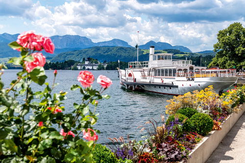 Blühendes Leben. Am Traunsee verbindet sich spektakuläre Gebirgskulisse mit sanfter Seeidylle.