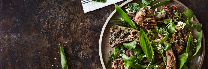 Grilled Boar Cutlets with Herbs