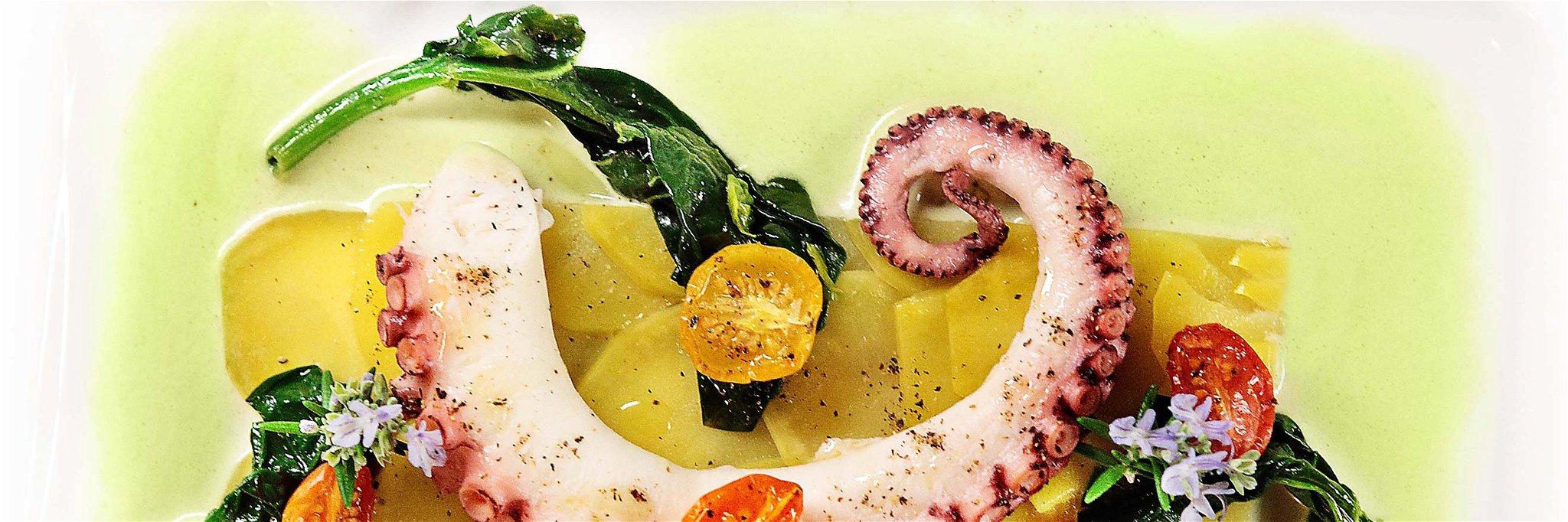 Oktopus mit Gemüsebeilage