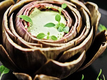 Artichokes with Green Sauce