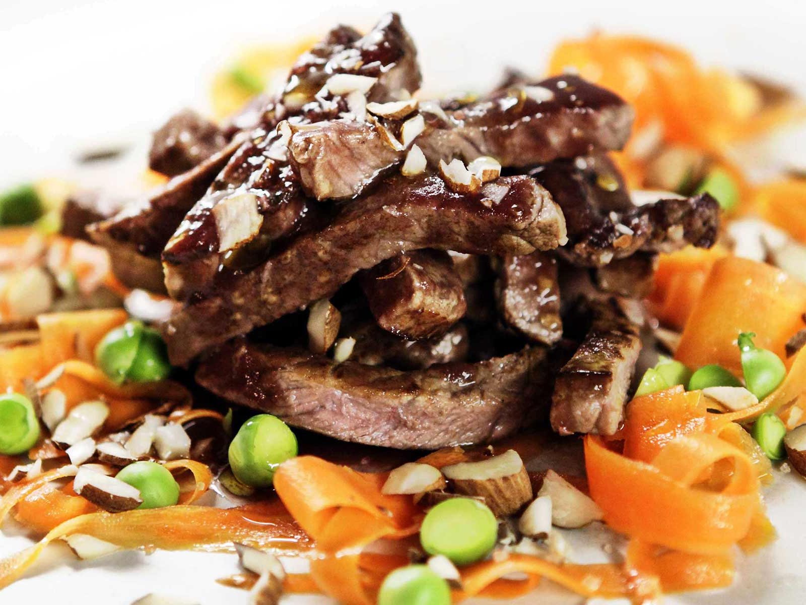 Carrot and Almond Salad with Beef