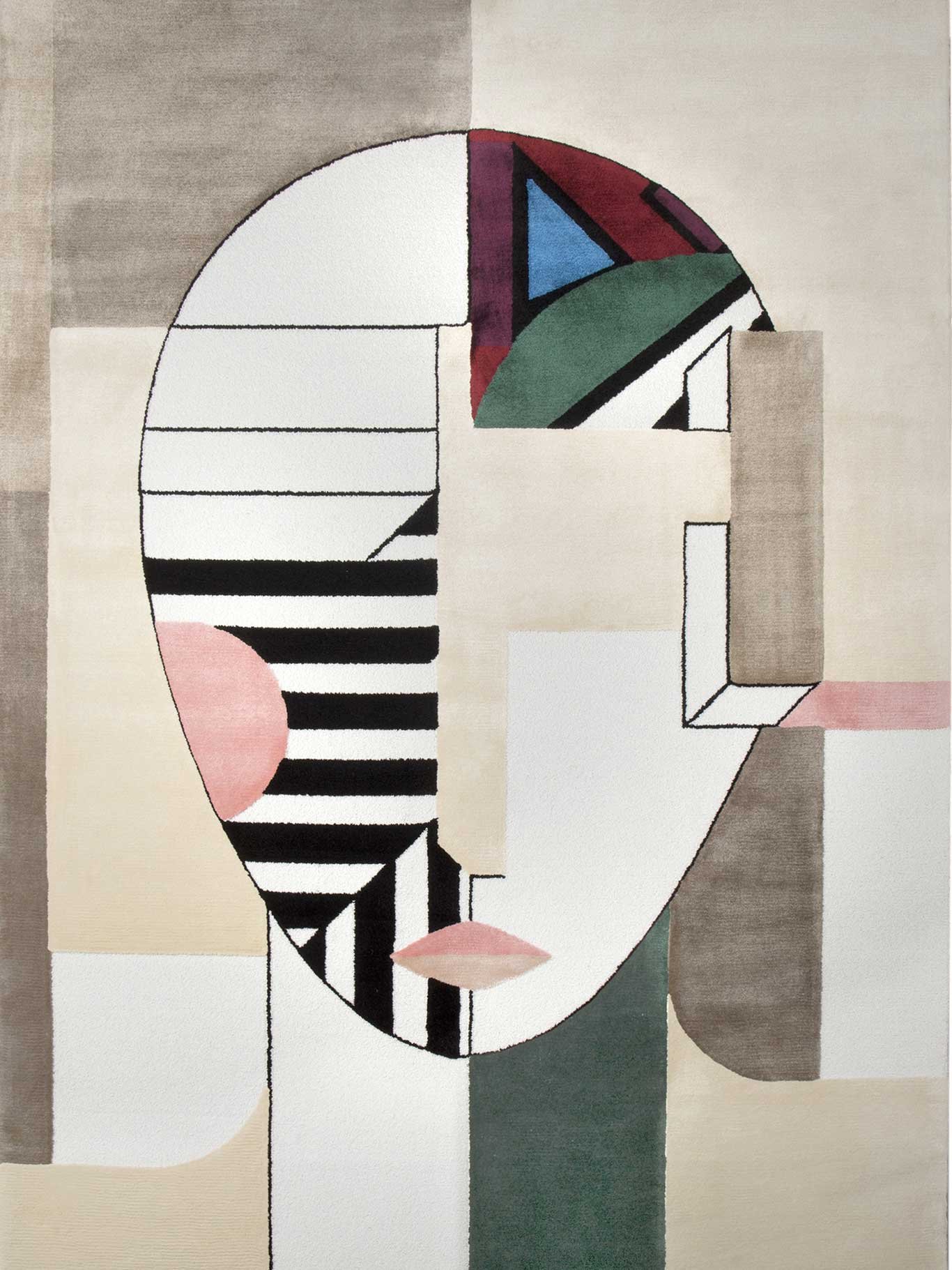 Der Teppich »Oscar« stammt aus der Geometric Collection. Als Inspiration dienten die Kunstrichtung Kubismus und die Darstellung alter Griechen. rugsociety.eu