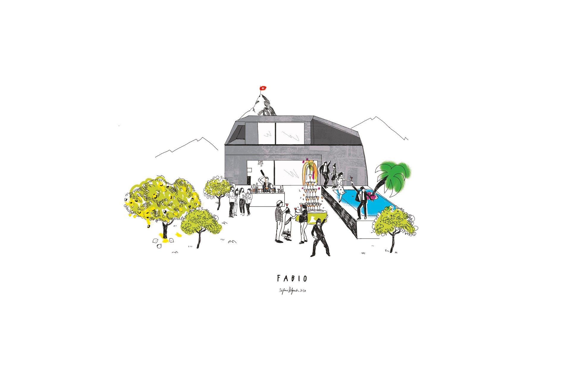 Visualisierung einer Vision: Die schnelle Skizze nach dem Erstgespräch diente Wunschhaus als Grundlage für die Ausarbeitung und Konkretisierung des fiktiven Fabio-Wunschhauses.