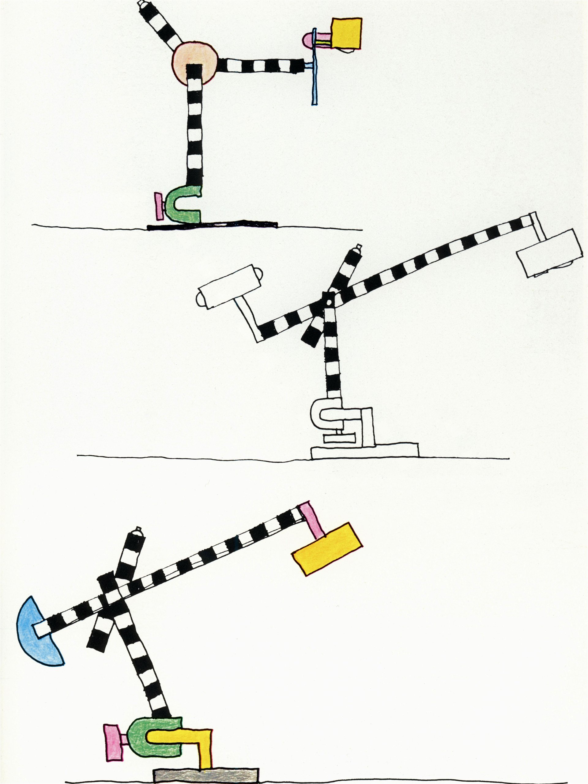 Michele de Lucchi, Entwurfszeichnungen für Leuchten, 1981
