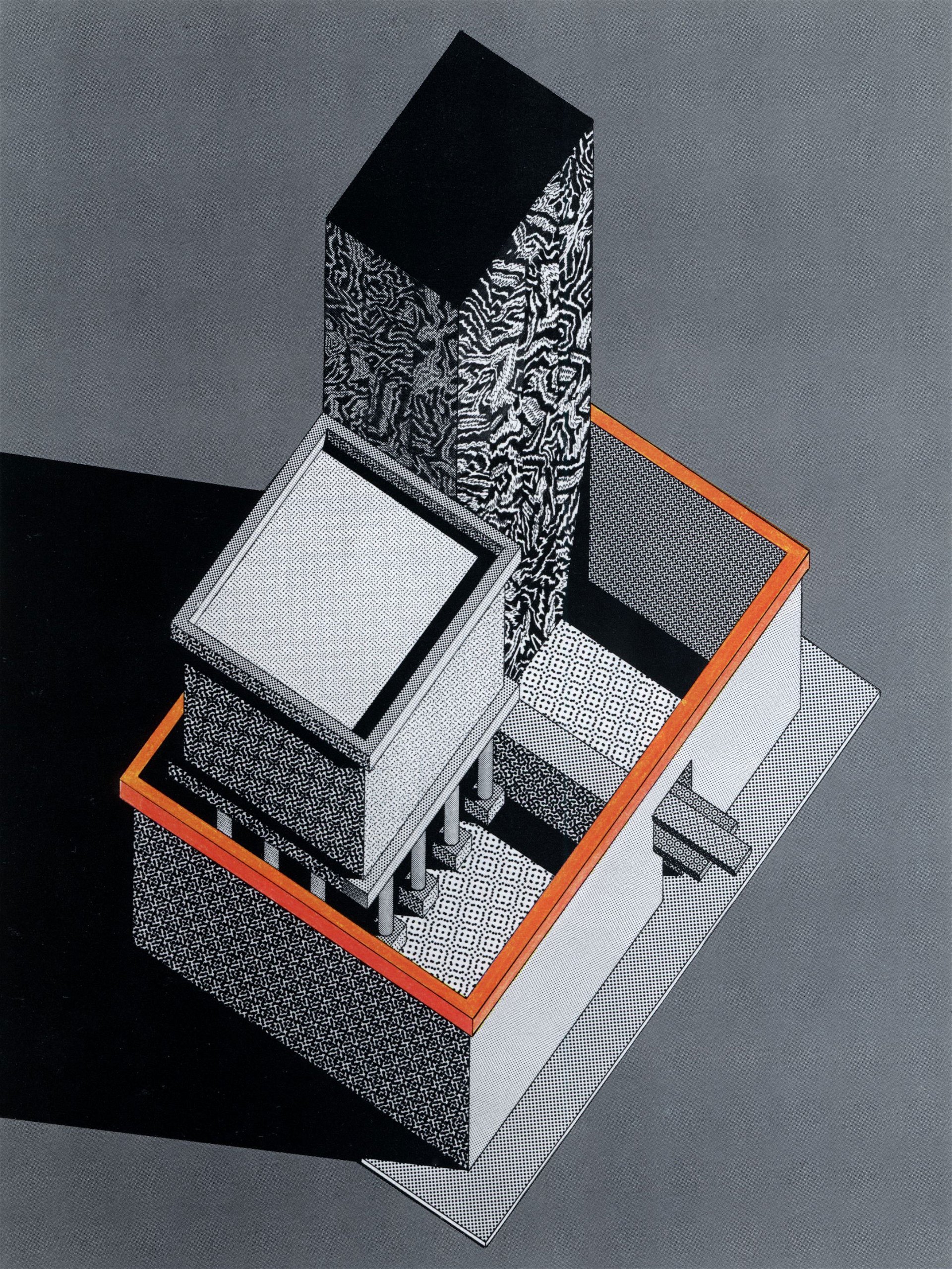 Ettore Sottsass, Entwurf für ein Fotostudio mit Wohnung, 1983