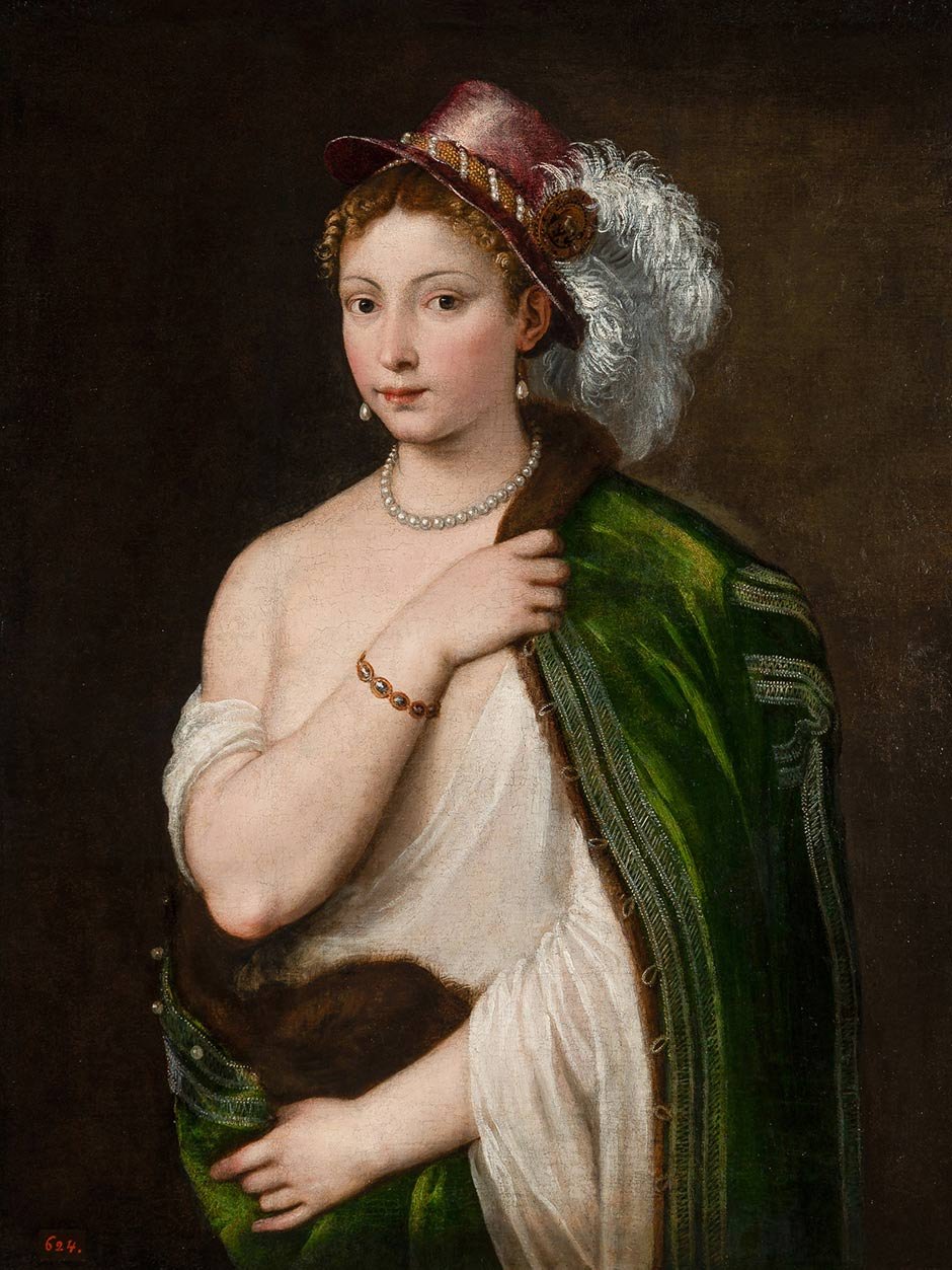 Kunsthistorisches Museum Besuch aus der Eremitage in St. Petersburg; Tizians »Junge Frau mit Federhut«, 1534-36 khm.at