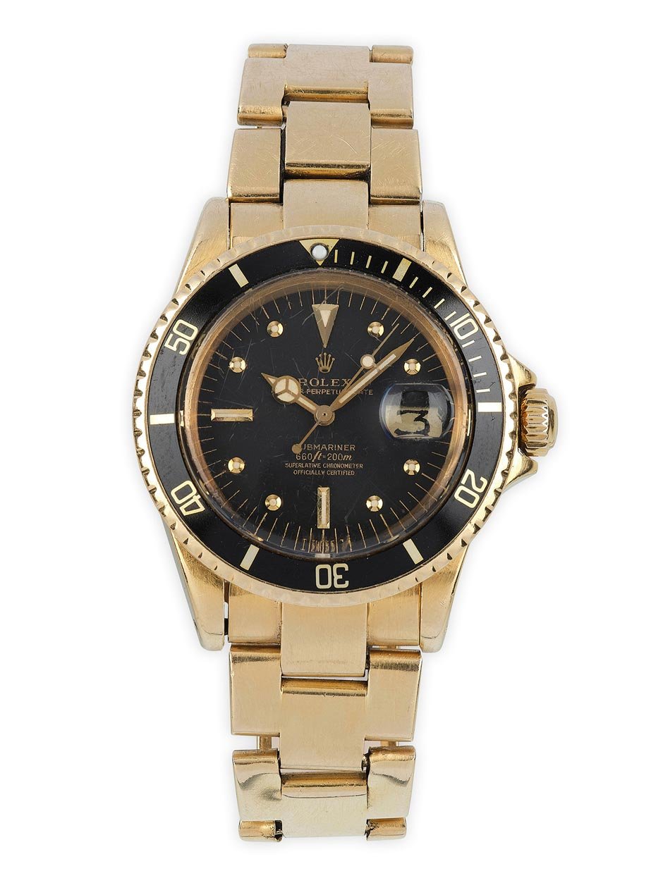 Rolex Oyster Perpetual Date Submariner Armbanduhr für den Tauchsport mit »Nipple Dial« Referenz 1680, um 1978, € 30.000 – 50.000