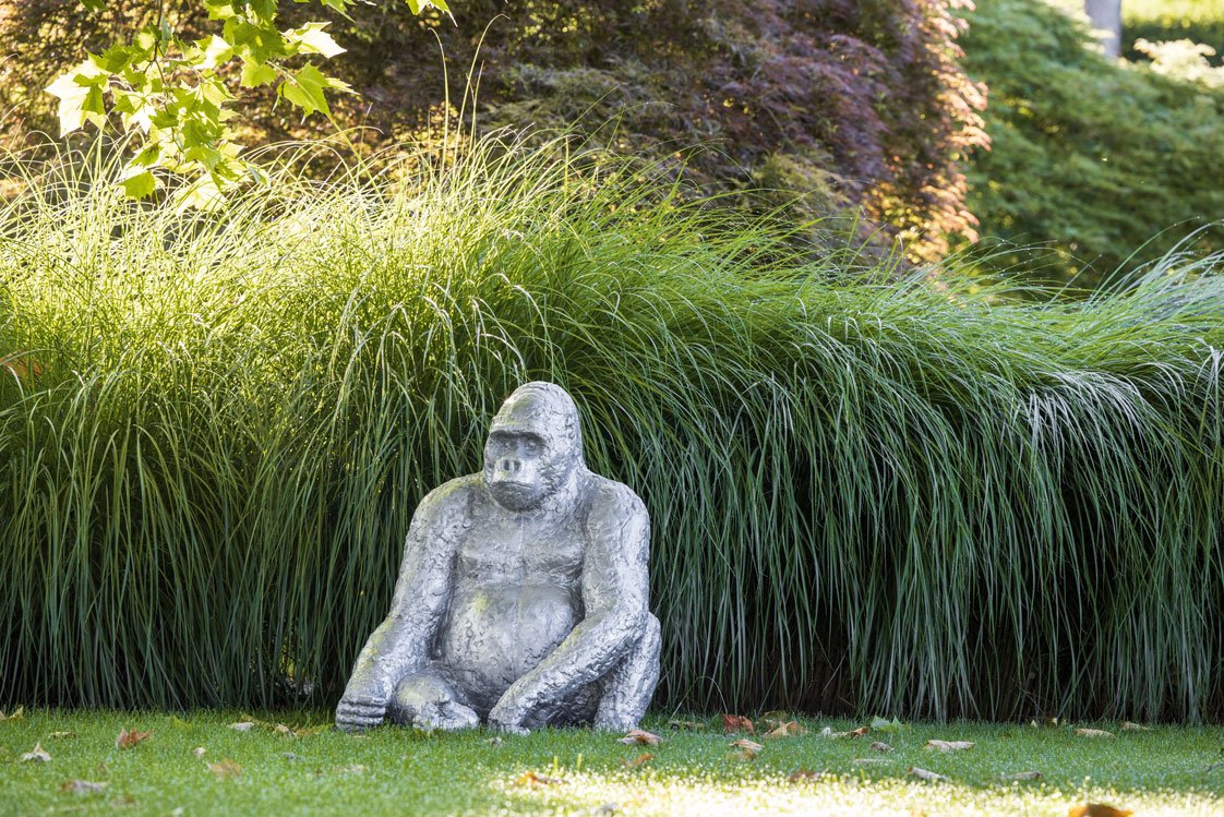 Der »Große Gorilla« von Jürgen Drescher im Baummuseum mahnt den Artenschutz für unsere verwandten Primaten ein.