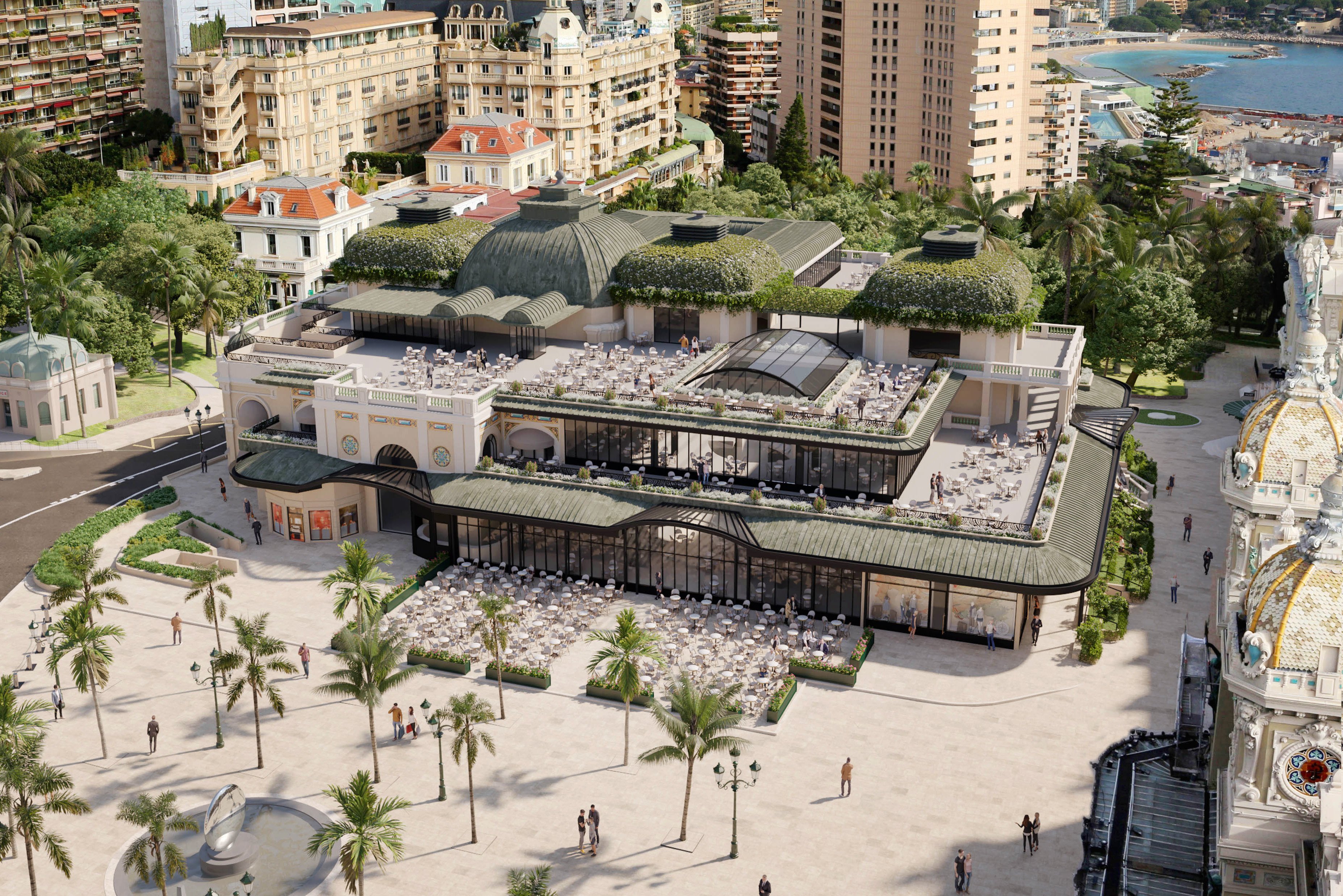 »Café de Paris«, Monte-Carlo, Monaco Seit 1868 gilt das Kaffeehaus als Wahrzeichen der Stadt. Nach 155 Jahren Savoir-vivre wird das Café nun renoviert und erweitert. Der Relaunch verspricht eine zukunftsweisende Architektur mit Riesen-Dachterrasse und Glaskonstruktionen, wobei die Struktur des Gebäudes und der Geist der Belle Époque erhalten bleiben sollen.