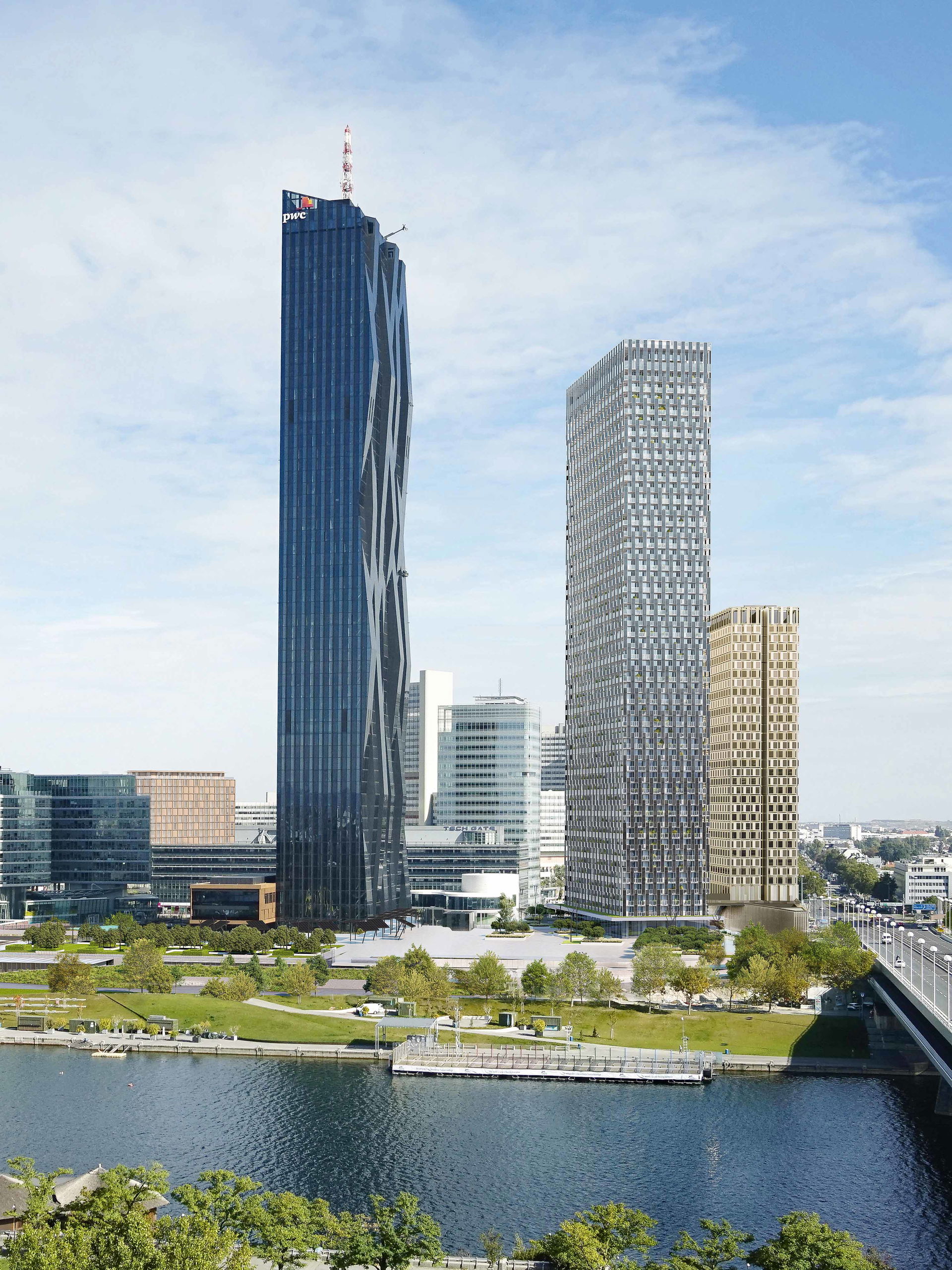 DC Tower 2, Wien.Seit Kurzem befindet sich – in Zusammenarbeit mit der S+B Gruppe – der DC Tower 2 in Bau. Mit 56 Stockwerken und 186 Metern Höhe wird dies das höchste PV-verkleidete Gebäude Europas sein. Geplante Fertigstellung ist 2027.